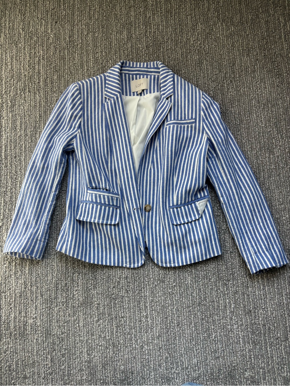 LOFT Blue and White Striped Jacket